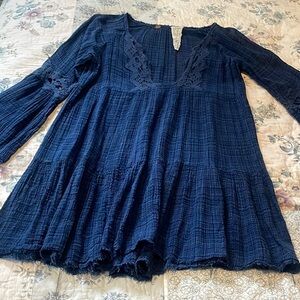 Women's Navy Blue Lace Detail dress/cover up